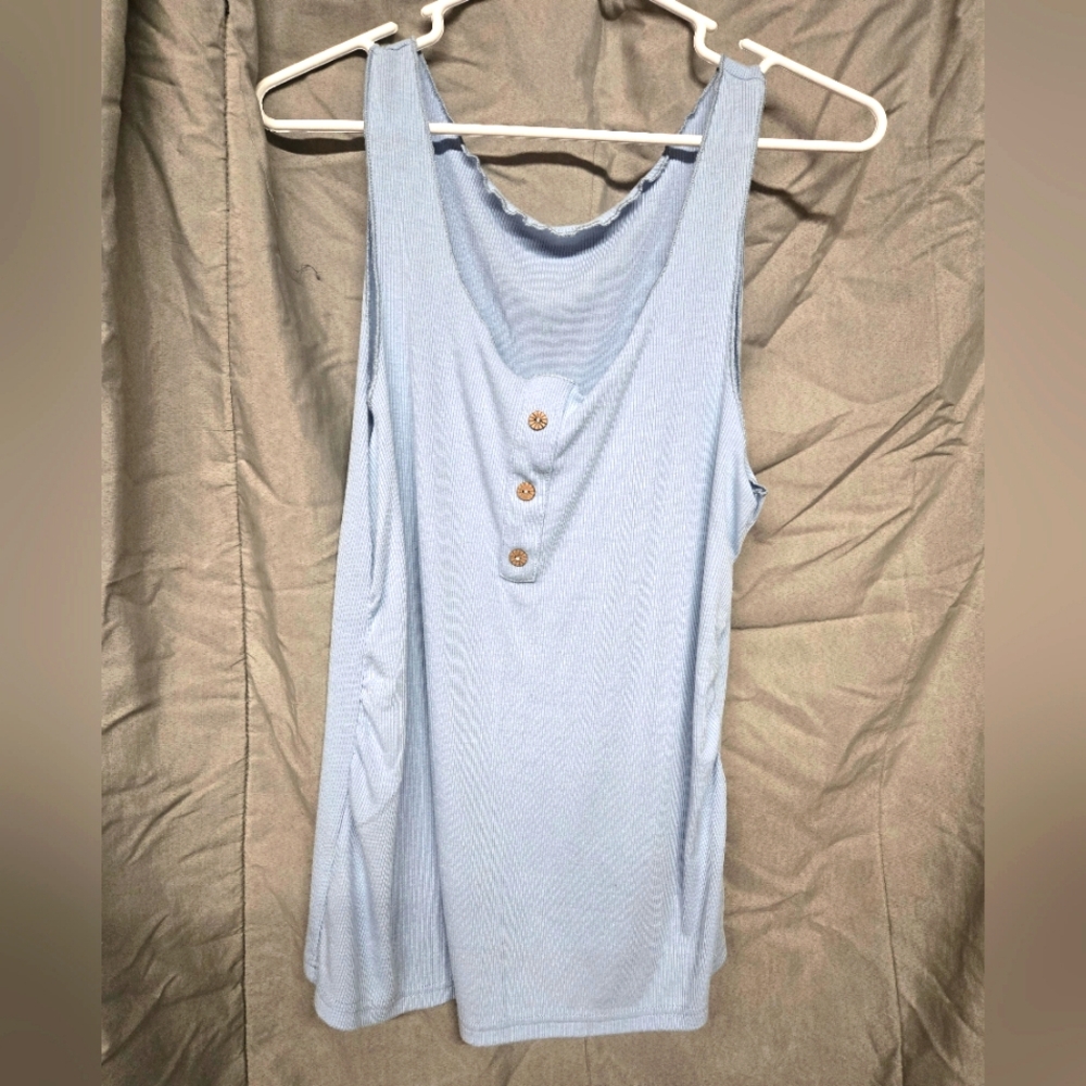 Cute light blue maternity tank top